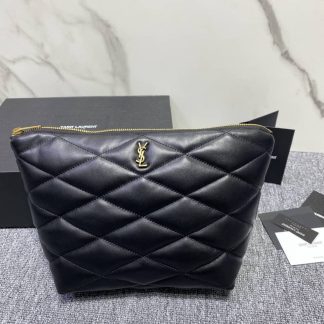 Replica Saint Laurent Quilted Lambskin Leather Sade Pouch