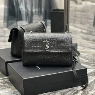 Replica Saint Laurent West Hollywood Calfskin Crocodile Embossed Medium Shoulder Bag