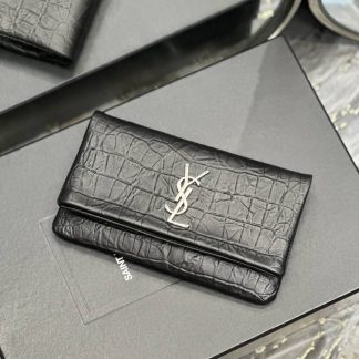 Replica Saint Laurent West Hollywood Croc Embossed Leather Clutch