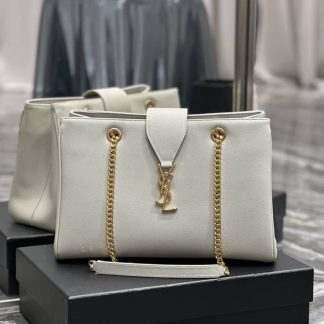 Replica Saint Laurent Monogram Cassandre Tote Shopper White