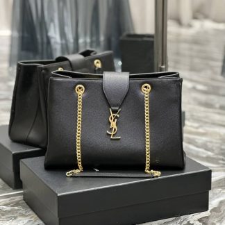 Replica Saint Laurent Monogram Cassandre Tote Shopper Black