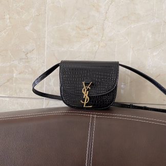 Replica Saint Laurent Kaia Calfskin Crocodile Embossed Satchel crossbody bag