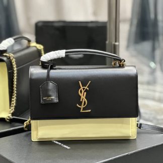 Replica Saint Laurent Sunset Colorblock Leather Top Handle Bag