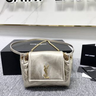 Replica Saint Laurent Mini Nolita Leather Shoulder Bag Gold