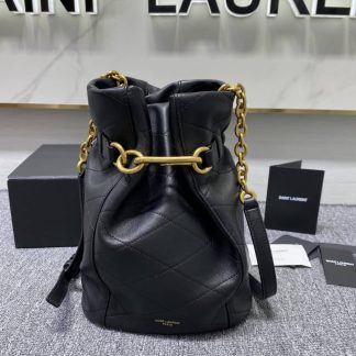 Replica Saint Laurent Le Maillon Quilted Lambskin Leather Bucket Bag