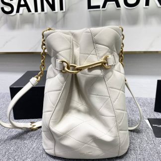 Replica Saint Laurent Le Maillon Quilted Lambskin Leather Bucket Bag