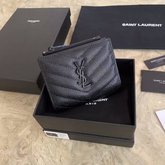 Replica Saint Laurent Matelasse Chevron Monogram Zipped Card Case