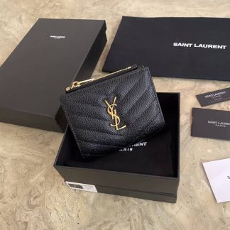 Replica Saint Laurent Matelasse Chevron Monogram Zipped Card Case