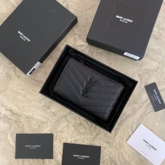 Replica Saint Laurent Cassandre Fragments Zippered Bi-Fold Wallet