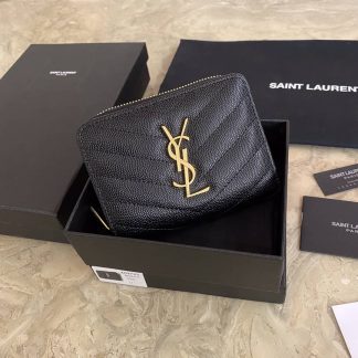 Replica Saint Laurent cassandre matelasse compact zipper bi-fold wallet