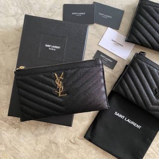 Replica Saint Laurent Monogramme Quilted Calfskin Zip Pouch