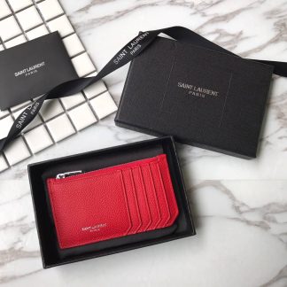 Replica Saint Laurent Grained Calfskin 5 Fragments Zip Pouch Card Holder