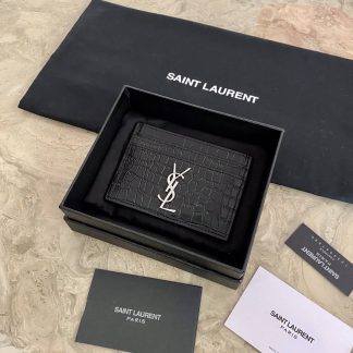 Replica Saint Laurent Monogramme Croc Textured-Leather Card holder