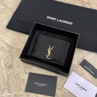 Replica Saint Laurent Monogramme Croc Textured-Leather Card holder