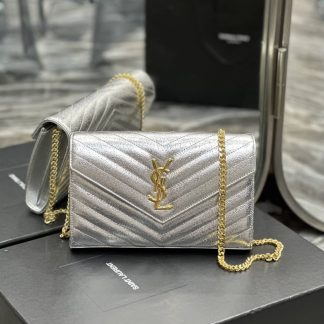 Replica Saint Laurent Monogram Envelope Quilted Leather Chain Crossbody Bag