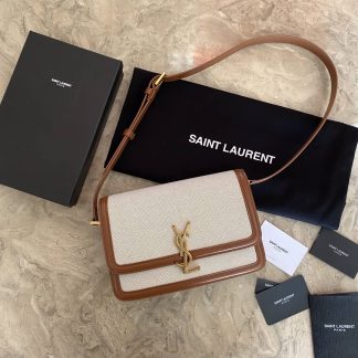 Replica Saint Laurent Solferino Canvas Calfskin Medium Satchel Bag