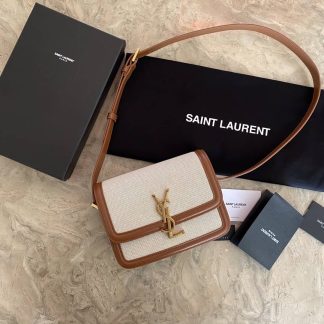 Replica Saint Laurent Solferino Canvas Calfskin Small Satchel Bag