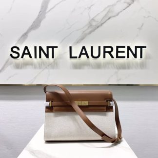 Replica Saint Laurent Canvas Calfskin Manhattan Shoulder Bag