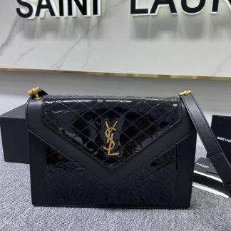 Replica Saint Laurent Calfskin Quilted Lacquered Gaby Satchel