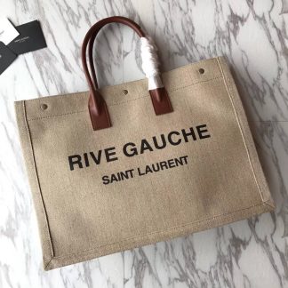 Replica Saint Laurent Linen Calfskin Rive Gauche Large Tote Bag