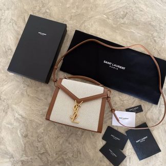 Replica Saint Laurent Canvas Calfskin Monogram Cassandra Top Handle Bag