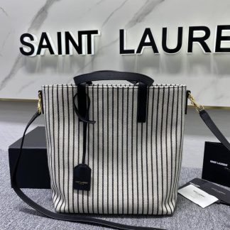 Replica Saint Laurent Shopping Toy Striped Canvas Tote