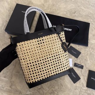 Replica Saint Laurent Toy Bicolor Woven Shopper Tote Bag