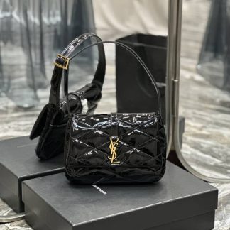 Replica Saint Laurent Le 5 À 7 Quilted Patent Leather Shoulder Bag