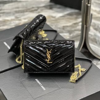 Replica Saint Laurent monogram Patent Leather chain crossbody bag