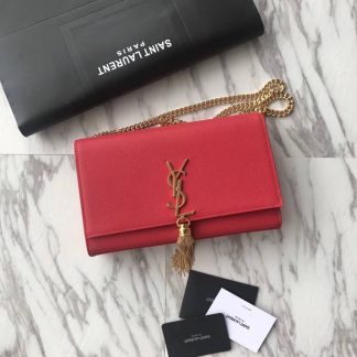 Replica Saint Laurent Classic Kate Tassel Leather Shoulder Bag Red