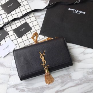 Replica Saint Laurent Classic Kate Tassel Leather Shoulder Bag Black