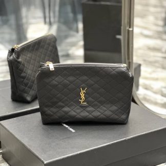 Replica Saint Laurent Gaby Quilted Leather Cosmetic Pouch