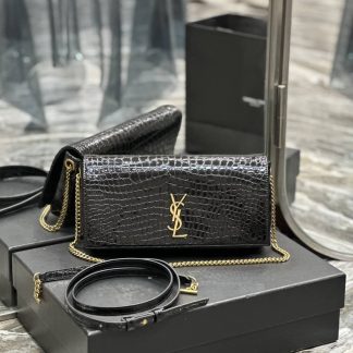 Replica Saint Laurent Cassandre Croc Embossed Leather Chain Shoulder Bag