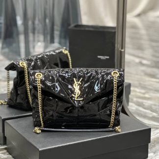 Replica Saint Laurent Loulou Puffer Monogram Patent Leather Quilted Chain Satchel