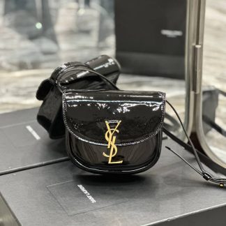 Replica Saint Laurent Classic Monogram Kaia Patent Calfskin Satchel Black