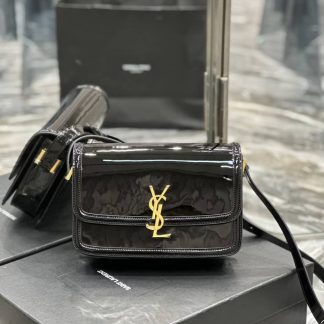 Replica Saint Laurent Solferino Lacquered Patent Leather Satchel Black