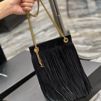 Replica Saint Laurent Grace Fringed Suede Shoulder Bag