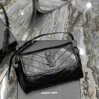 Replica Saint Laurent Monogram Niki Crinkled Calfskin Body Shoulder Bag