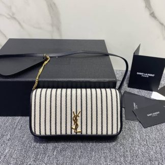 Replica Saint Laurent Canvas Striped Phone Holder Crossbody Bag