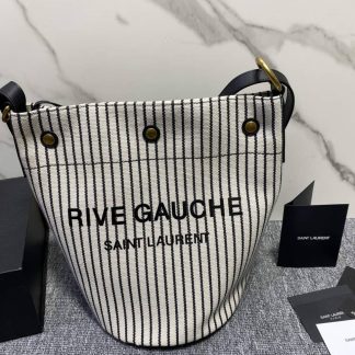 Replica Saint Laurent Rive Gauche Striped shopping bucket bag