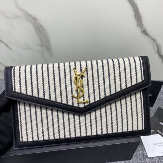 Replica Saint Laurent Uptown Striped Envelope Clutch Bag