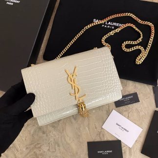 Replica Saint Laurent Kate tassel crocodile-embossed leather chain shoulder bag