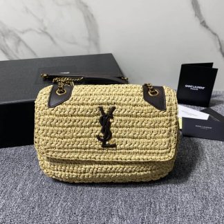 Replica Saint Laurent Niki raffia Small shoulder bag