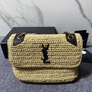 Replica Saint Laurent Niki raffia Medium shoulder bag