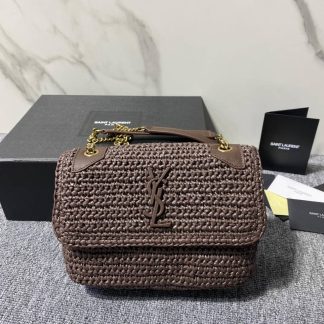 Replica Saint Laurent Niki raffia Small shoulder bag