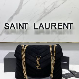 Replica Saint Laurent Monogram Loulou Velvet Y Quilted Chain Satchel