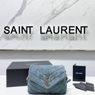 Replica Saint Laurent Loulou Quilted Suede Small Satchel Shoulder Bag