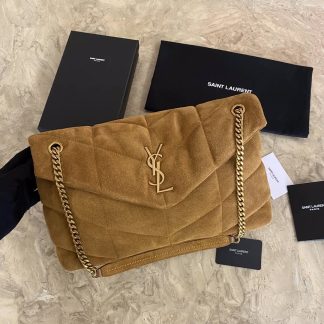 Replica Saint Laurent Loulou Puffer Matelasse Suede Shoulder Bag