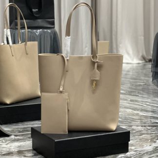 Replica Saint Laurent Calfskin Medium Shopping Tote Bag Beige