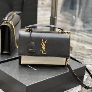 Replica Saint Laurent Medium Sunset Colorblock Leather Top Handle Bag